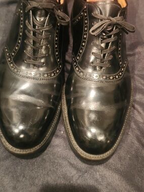 Men's Black Athletic Pro Shu lace-Up Cap-Toe Golf Shoes